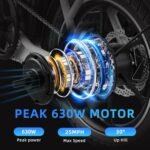 WINDHORSE Peak 630W Foldable Electric Bike for Adults, 25MPH Speed, Max 35-Mile Range, Folding Ebike with Removable Battery, 16" Tires, Dual Seats - Image 3