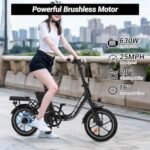 16" Folding Electric Bike Adults, Peak 630W Adult Electric Bicycles, Up to 25 MPH and 35 Miles Foldable Ebikes, Electric Bike for Teens with 36V 8Ah Removable Battery, Dual Disk Brake - Image 2