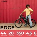 SWFT Edge Electric Mountain Bike for Adults- 44 Miles Max Range, 20mph Max Speed, 26” Tires, 3 Level Pedal Assist, LCD Display, EBike Black - Image 2