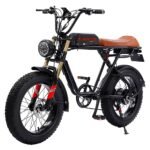 AKEZ S1 750W 28MPH Adult Electric Bike,20 Inch Fat Tire Retro Electric Mountain Bike,7 Speed,48V Removable Battery,with Suspension Fork,Disc Brake System