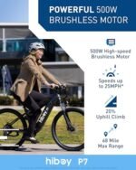 Hiboy P7 Electric Bike for Adults with 800W Peak Motor, 25mph Max Speed, 696 WH Removable Battery Ebike, 27.5" Electric Mountain Bike with 7-Speed and Front Suspension - Image 2