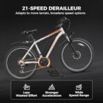 Jasion EB-X 26" Electric Bike for Adults, [Peak 850W Brushless Motor][21 Speed Gear] 25MPH 55 Miles Ebike, 450Wh Removable Battery Electric Mountain Bike, Commuting E Bike with Fork Suspension - Image 4