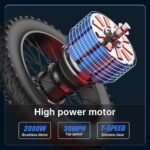 X21 Electric Bike for Adults 2000W 35AH Samsung Battery Mountain Moped Mens Electric Dirt Bike, 30MPH, 7-Speed, Hydraulic Oil Brake, 20" Off Road Tyre Electric Motorcycle for Adult - Image 3