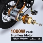 Electric Bike for Adults, 20" X4 Fat Tire Ebikes with Peak 1000W Brushless Motor, 648Wh Removable Battery, Step-Thru E Bicycle Bike up to 28MPH, 7-Speed, Knight - Image 3