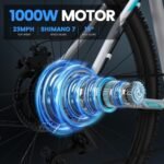 5TH WHEEL Mate Electric Bike for Adults with 1000W Peak Motor and 468WH Removable Battery Ebike, Color LCD Display Commuting Electric Mountain Bike with 7-Speed and Front Suspension - Image 3