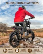 1500W Full Suspension Moped Style Ebike, 20" Fat Tire Electric Bike Up to 28MPH & 75 Miles, 15.6AH/31.2AH Removable Battery, All-Terrain Offroad E Bike for Mountains, Snow, Sand, Road - Image 5