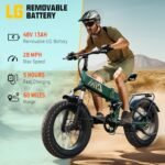 Folding Electric Bike,Foldable Electric Bike,Electric Bike Adults,20"x 4" Fat Tire,750w Motor Peak 1500w,48V 13Ah Removable Battery,50Miles Range 28Mph,7-Speed Gear,Folding City Ebike for Men Women - Image 3