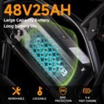 Electric Bike for Adults, 2000W Peak Motor with Removable 48V 25AH Battery, 20"x4.0" Fat Tires 35MPH Ebike, Dual Hydraulic Suspension Electric Bicycle for Commuting All-Terrain Off-Road - Image 3