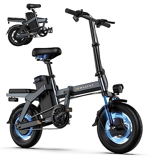 Version 1.0.0 SOHAMO A3 Electric Bike for Adults, 400W Brushless Motor Foldable Mini Ebike with 22mph, 48V 12/16AH Multi-Shock Absorption 14" Small Electric Bicycles for Road Cruiser Cargo Pedal Assist - Image 1