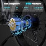 Electric Bike for Adults 48V 30AH/20Ah Battery,1000W Adult Electric Bicycles,26" Fat Tire Full Suspension,30MPH Mountain E Bike,Adjustable Stem,Hydraulic Disc Brakes,Full Suspensio - Image 3