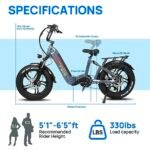 Mimas Folding Electric Bike for Adults 20Ah LG Cell Battery 750W Brushless Motor Cruise Control 80+Miles Long Range Full Suspension 30Mph 20" x4.0 Fat Tire Ebike 7-Speed Commuter Bicycle - Image 6