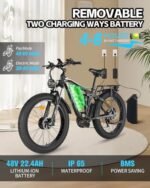 2000W Dual Motor Electric Bike for Adults, Full Suspension AWD Ebike, 35MPH 48V 22.4Ah Fat Tire Mountain Hunting E bikes, 26'' Hydraulic Disc Brake Adult Electric Bicycles for Men & Women - Image 4