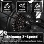 Electric Bike for Adults, 500 700W ebike, 48V 13AH Battery, 26 Inch Fat Tire Electric Bicycle, Shimano 7 Speed Up to 26MPH 60Miles Range Mountain E-Bike UL 2849 Certified - Image 4