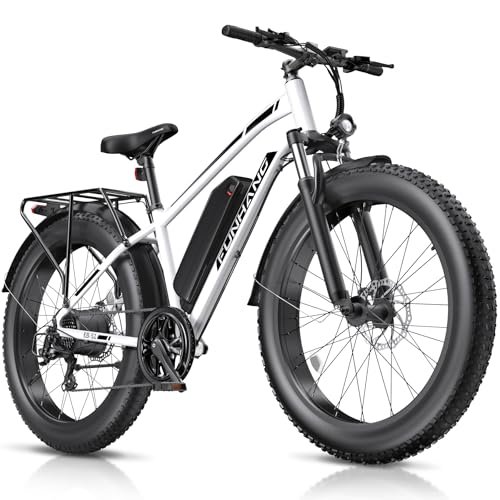 Version 1.0.0 Electric Bike for Adults, 750W Peak Ebike, 25MPH 60Miles Electric Mountain Bike, 26" Fat Tire Electric Bicycle with 48V 13AH Battery, Rear Rack, Turn Signal, Lockable Suspension Fork,7 Speed - Image 1