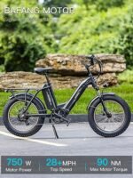 HAOQI Antelope Black Electric Bike for Adults 48V 25AH Removable Dual Lithium Battery, 750W Motor, 20" x 4.0 Fat Tire Step-Thru Ebike up to 28MPH, 7-Speed - Image 3