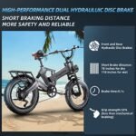 1500W Peak Electric Bike for Adults, 48V 25AH Removable Battery, 30+MPH, 80-100Miles Long Range Foldable Electric Bike, 20"x4.0" Fat Tire, 8 Speed Magnesium Alloy All Terrain Ebike - Image 5