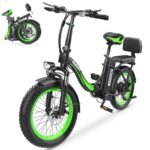 Peak 1200W Moped Style Electric Bike for Adults - 20''×3.0" Fat Tire Electric Bicycle with 624WH, 25MPH & 45 Miles Folding Ebike with Backrest for Commuting Mountains Snow Beach (US Warehouse)