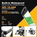 Auloor X6 Folding Electric Bike for Adults - 500W(Peak 750W) Motor, 48V 10.4Ah Battery, 21Mph Ebike, 20"x2.4" Fat Tires, Shock Absorber, Lightweight - Ideal for Commuting, Unisex E-Bike - Image 3