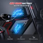 G-FORCE ZM Electric Bike for Adults, Dual Battery Max 160 Miles Electric Mountain Bike, 750W (Peak 1200W) E Bike w/ 30 MPH, 20"x4" Fat Tire 48V 40AH Full Suspension Moped-Style Electric Bicycle - Image 3