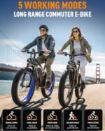 52V 19.2Ah Battery Electric Bike for Adults, 1000W Peak 1500W EBike, Up to 36MPH & 75Miles, Hydraulic Disc Brake, 21-Speed Off Road Snow Mountain Pedal Assist 26" Fat Tire Fast E-Bike Bicycles - Image 6