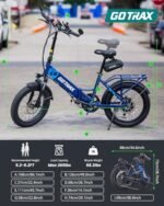 Gotrax F2V2 20" Electric Bike, Max Range 55 Miles & 20Mph Power by 500W, LCD Display & 5 Pedal-Assist Levels, 7-Speed Gear& Front Shock Absorber for Adult Folding Bike with all Accessories Lock&Mirror - Image 6