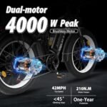 Adria24 Dual Motor Ebike - 52V Peak 4000W-30Ah-42MPH Electric Dirt Bike for Adults Off-Road Electric Bike for Mountain Beach Snow (US Warehouse) - Image 2