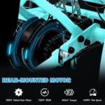 DoCred Electric Tricycle for Adults, 500W 48V Folding Electric Trike, 3 Wheels Electric Bicycle, Aluminum Frame Electric Tricycle with Large Basket and Removable Battery for Women Men - Image 4