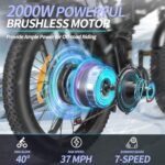 Folding Electric Bike for Adults - 1000/2000W, 30/37MPH Ebike with 48V 15/20AH - 20"/26" 50/75 Miles - 7-Speed Gears - Beach Mountain Snow Electric Bicycle UL Certified - Image 2