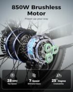 Jasion EB7 ST 2.0 Electric Bike Adults, 28MPH Max Speed[850W Power Motor], 55 Mile Ranges[480Wh Removable Battery], Foldable Ebikes with Dual Suspension, Step-Thru 20" Fat Tire Adult Electric Bicycles - Image 2