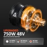 ADDMOTOR Electric Trike for Adults, 750W Rear Motor Electric Tricycle, 48V 20Ah, 85MI, 380lbs, M-360 II Semi-Recumbent Fat Tire Etrike, 3 Wheel Electric Bike for Senior, Parking Brake, Differential - Image 4