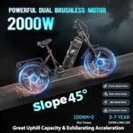 Juliet [2024 Upgrded] Electric Bike for Adults Peak 1700W/2000W 60AH Dual Motor Ebike 100-200Miles Long Range Electric Bike 20'' Fat Tire Full Suspension E Bike with APP Control Display - Image 4