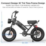 Spacewalk Small Electric Bike,16" Fat Tire Ebike,Compact Design,More Suitable for Riders Under 5'2", and Teenagers with 750W Motor, 21.7MPH with Removable 48V/15AH Battery,50-Miles Motorcycle - Image 2