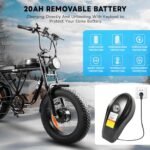 Updated 2000W Electric Bicycles for Adults with 20Ah 48VRemovable Battery 34MPH 50-80Miles Electric Mountain Bike with 7 Speed Hydraulic Disc Brake 20"×4.0 Fat Tire Ebike-Black - Image 3