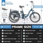 MOONCOOL Electric Tricycle Trike for Adults 350W 36V Removable Battery 24/26 Inches 7 Speeds 3 Wheels Electric Bikes Bicycle for Adults, Three Wheel Electric Cruiser Tricycle - Image 5