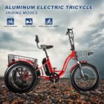 MOPHOTO Electric Trike, 7 Speeds Electric Tricycle for Adult, 350W 36V 3 Wheel Electric Bikes, Motorized Tricycle Adult Electric Three Wheels Bicycle for Senior - Image 5