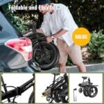 Folding Electric Bike, 1000W Peak Motor Electric Bike for Adult, 30MPH, 60Miles Max Range for Ebike, 48V 614WH Removable Battery, 20" Fat Tire Electric Bicycle for Commute Beach Snow - Image 4