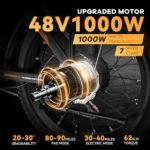 1000W Folding Electric Bike, 48V 20AH Large Removable Battery E Bike, 30+MPH, 80 Miles Max Range, 20" Fat Tire Electric Bike for Adults, Adult Electric Bicycles for Commute Beach Snow - Image 2