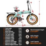 HAOQI Folding Electric Bike for Adults, 500W (Peak 750W) Brushless Motor Electric Bycicle with PAS Throttle, 48V 10.4Ah Removable Battery 20'' *4''Fat Tire Foldable Ebike with Phone Holder, 7-Speed - Image 5