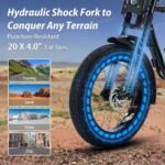 750W Moped Style Electric Bike for Adults, 20 * 4.0" Fat Tire & 624WH Removable Battery - Electric Dirt Bike, Up to 28MPH, 7 Speed Gear All-Terrain Ebike for Off-Road, Mountain, Snow (US Warehouse) - Image 3