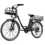 Heybike Cityscape Electric Bike 350W(Peak 500W) Electric City Cruiser Bicycle Up to 40 Miles Removable Battery, 7-Speed and Dual Shock Absorber, 26" Electric Commuter Bike for Adults