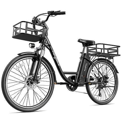 Version 1.0.0 Heybike Cityscape Electric Bike 350W(Peak 500W) Electric City Cruiser Bicycle Up to 40 Miles Removable Battery, 7-Speed and Dual Shock Absorber, 26" Electric Commuter Bike for Adults - Image 1