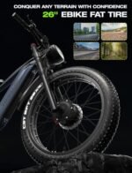 tifgalop Adult Electric Bike, 1000W Motor Maximum Speed 33MPH and 48V 18Ah Detachable Lithium Battery, Maximum Range 90km, 26 Inch Off-Road Tire Mountain Snow Beach Electric Bike - Image 4