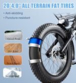 Electric Bike Adults, 100Miles & 48V 32AH Long Range Ebike Full Suspension Electric Bike 800W, 20’’ x 4.0’’ Fat Tire E Bike for Women Men, Class 2 Commuter Ebike & Dual Disc Brakes - Image 3