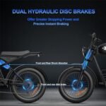 1500W Ebike 48v 20ah with Removable Battery 75Miles 32Mph Fast Electric Bike 20 Inch Fat Tire Electric Bike for Adults 2 Person Saddle Retro Motorcycle Design Bike Electric (Black) - Image 4