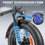IVETA Electric Bike for Adults - Foldable 20 x 4.0 Fat Tire Electric Bicycle 500W Brushless Motor,Removable Battery Up to 24Mph,7 Speed Lockable Suspension Fork with Colorful Display - Image 5