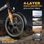 EUYBIKE1000W Folding Electric Bike for Adults,30mph Max Speed, 15AH Removable Battery Ebike, 20" 3 Fat Tire Electric Mountain E Bike with 7-Speed,Adult Electric Bicycles for Commute Beach Snow - Image 4