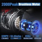 Electric Bike for Adults - 1300W 20" Fat Tires EBike, 960Wh Removable Battery Bicycle, with Dual Suspension & Hydraulic Brakes Motorcycle, 7-Speed, 32MPH, Pioneer - Image 3