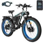 2000W Dual Motor Electric Bike for Adults, 21-Speed AWD Ebike, 35MPH 48V 22.4Ah Fat Tire Mountain E Bikes for Hunting, 26'' Hydraulic Disc Brake Adult Electric Bicycles for Men & Women