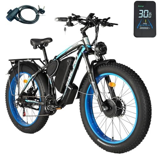 Version 1.0.0 2000W Dual Motor Electric Bike for Adults, 21-Speed AWD Ebike, 35MPH 48V 22.4Ah Fat Tire Mountain E Bikes for Hunting, 26'' Hydraulic Disc Brake Adult Electric Bicycles for Men & Women - Image 1