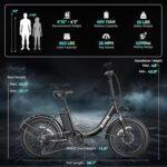 A4 Folding Electric Bike with 1000W Motor Peak,20''Fat Tire,48V Removable Battery,28MPH Max Speed,62 Miles Range,Step-Thru Electric Commuter Ebike for Adults - Image 7